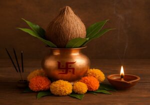 घटस्थापना विधीपुर्वक कशी करावी हे दाखवणारा फोटो