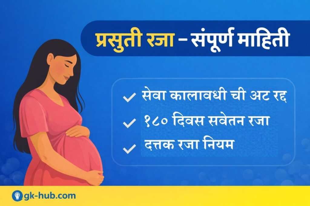 प्रसूती रजा नियम व वैद्यकीय खर्च प्रतिपूर्ती याबाबत महाराष्ट्र शासनाची अधिकृत माहिती दर्शविणारी इन्फोग्राफिक प्रतिमा