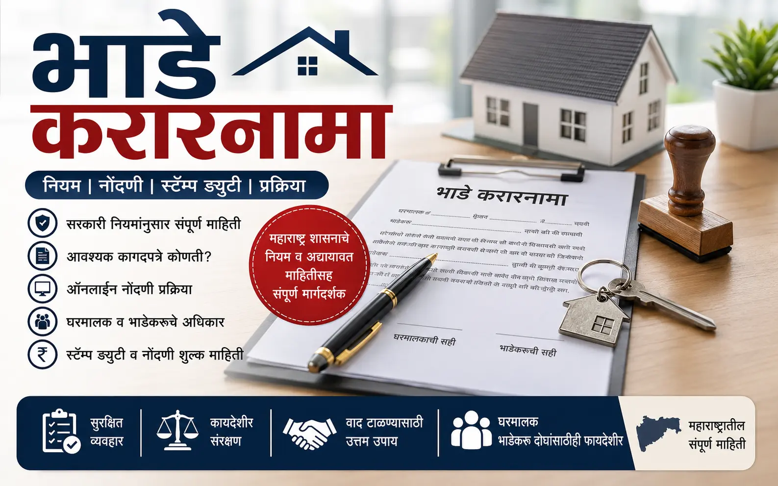 भाडे करारनामा (Rent Agreement) – महाराष्ट्रातील नियम, Leave and License Agreement, नोंदणी, स्टॅम्प ड्युटी आणि ऑनलाइन प्रक्रिया