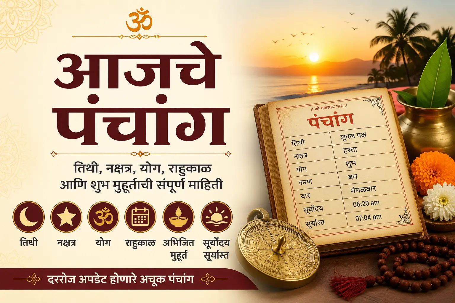 आजचे पंचांग मराठी – तिथी नक्षत्र राहुकाळ